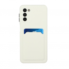 Dėklas su kišenėle kortelėms Card Case Silicone Wallet Samsung Galaxy A13 5G Baltas