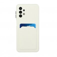 Dėklas su kišenėle kortelėms Card Case Silicone Wallet Samsung Galaxy A33 5G Baltas