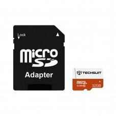 [Užsakomoji prekė] Atminties kortelė MicroSDHC 32GB + Adaptor - Techsuit - Juodas