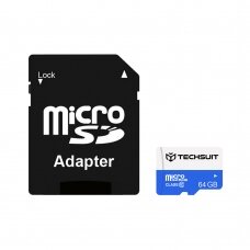 [Užsakomoji prekė] Atminties kortelė MicroSDXC 64GB + Adaptor - Techsuit - Juodas