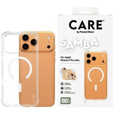 iPhone 17 Pro Max CARE by PanzerGlass stilingas Samba dėklas su baltu MagSafe – skaidrus