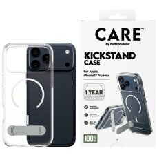 iPhone 17 Pro Max dėklas CARE by PanzerGlass Feature su atrama, MagSafe – skaidrus