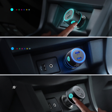 Car charger 2x USB C 70W with LED backlight Joyroom JR-CCN02 | Juodas 6 Car charger 2x USB C 70W with LED backlight Joyroom JR-CCN02 | Juodas 6
