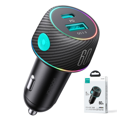 Car charger 60W USB-C USB-A Joyroom JR-CCN01 | Juodas 14 Car charger 60W USB-C USB-A Joyroom JR-CCN01 | Juodas 14