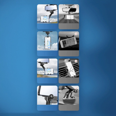 Automobilio telefono laikiklis galinio vaizdo veidrodėliui – juodas 9