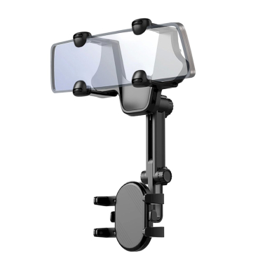 Automobilio telefono laikiklis galinio vaizdo veidrodėliui – juodas