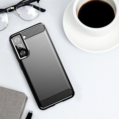 Dėklas Carbon Flexible Samsung Galaxy S21 FE Juodas 6
