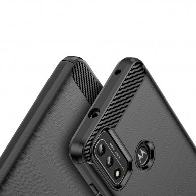 Dėklas Carbon Case Flexible Motorola Moto G Play 2022 Juodas 3