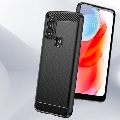 Dėklas Carbon Case Flexible Motorola Moto G Play 2022 Juodas 7