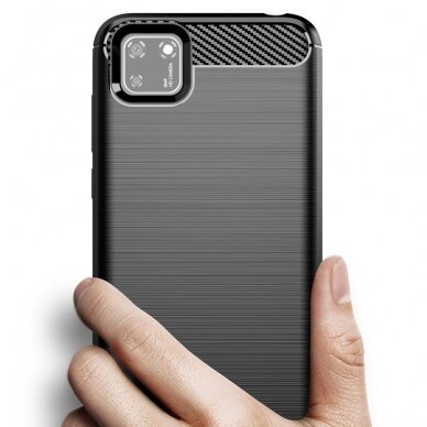Dėklas Carbon Case Flexible Huawei Y5p Juodas 2