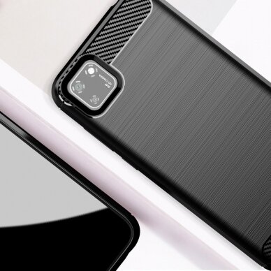 Dėklas Carbon Case Flexible Huawei Y5p Juodas 3