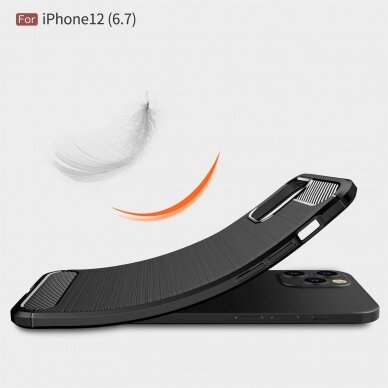 Dėklas Carbon Case Flexible Iphone 12 Pro Max Juodas 1