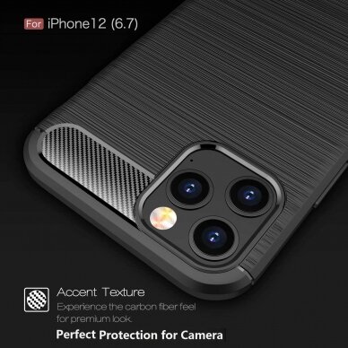 Dėklas Carbon Case Flexible Iphone 12 Pro Max Juodas 6