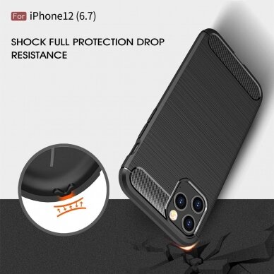 Dėklas Carbon Case Flexible Iphone 12 Pro Max Juodas 3
