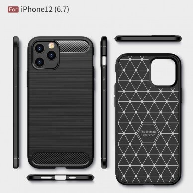 Dėklas Carbon Case Flexible Iphone 12 Pro Max Juodas 7