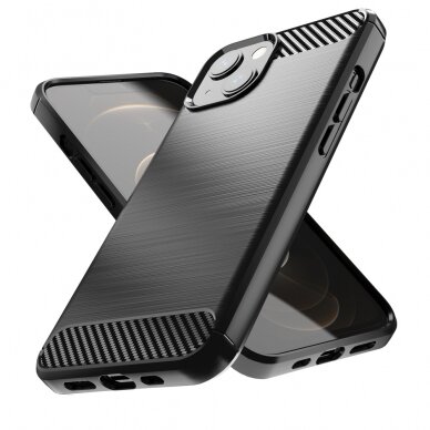 Dėklas Carbon Case Flexible iPhone 13 juodas 1