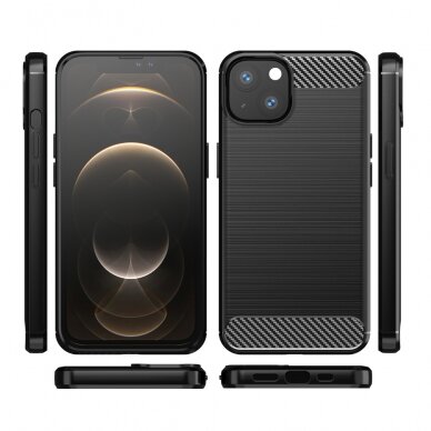 Dėklas Carbon Case Flexible iPhone 13 juodas 5