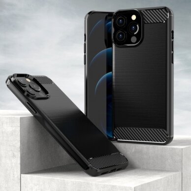 Dėklas Carbon Case Flexible iPhone 13 Pro Max juodas 2