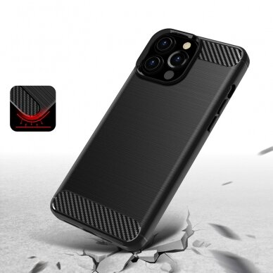Dėklas Carbon Case Flexible iPhone 13 Pro Max juodas 3