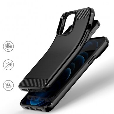 Dėklas Carbon Case Flexible iPhone 13 Pro Max juodas 4