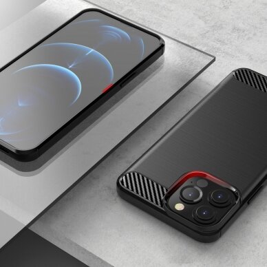 Dėklas Carbon Case Flexible iPhone 13 Pro Max juodas 5