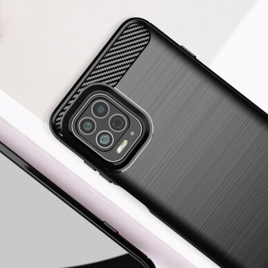 Dėklas Carbon Flexible TPU Case Motorola Moto G100 / Edge S Juodas 5