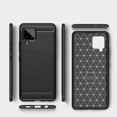 Dėklas Carbon Case TPU Case Samsung Galaxy A42 5G Juodas 4