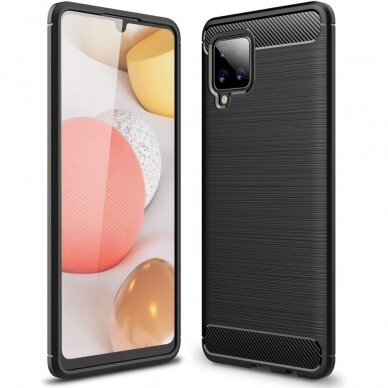 Dėklas Carbon Case TPU Case Samsung Galaxy A42 5G Juodas