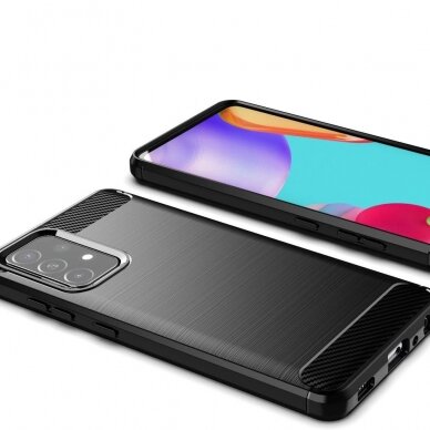 Dėklas Carbon Case Flexible Cover TPU Samsung Galaxy A72 4G Juodas 3