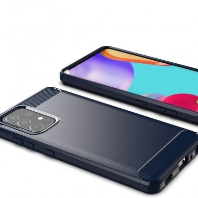 Dėklas Carbon Case Flexible Cover TPU Case for Samsung Galaxy A72 4G Mėlynas 2