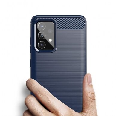 Dėklas Carbon Case Flexible Cover TPU Case for Samsung Galaxy A72 4G Mėlynas 3