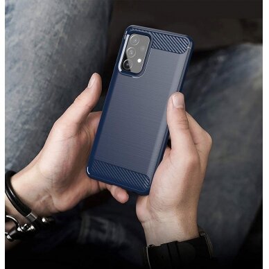 Dėklas Carbon Case Flexible Cover TPU Case for Samsung Galaxy A72 4G Mėlynas 5