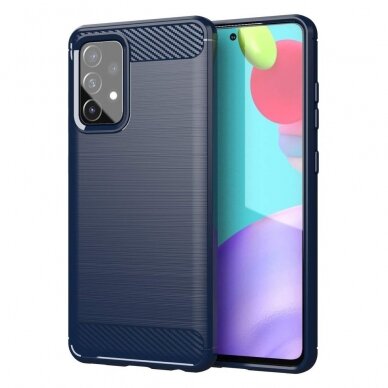 Dėklas Carbon Case Flexible Cover TPU Case for Samsung Galaxy A72 4G Mėlynas