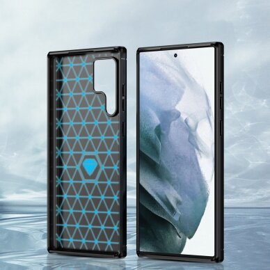 Carbon Case Flexible TPU Dėklas Samsung Galaxy S22 Ultra Juodas 5