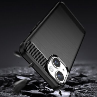 Dėklas Carbon Case flexible for iPhone 14 Plus Juodas 2