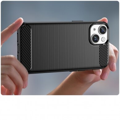 Dėklas Carbon Case flexible for iPhone 14 Plus Juodas 4