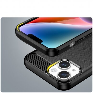Dėklas Carbon Case flexible for iPhone 14 Plus Juodas 5