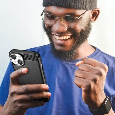 Dėklas Carbon Case flexible for iPhone 14 Plus Juodas 6 Dėklas Carbon Case flexible for iPhone 14 Plus Juodas 6