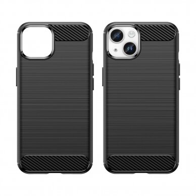 Dėklas Carbon Case flexible for iPhone 14 Plus Juodas 7