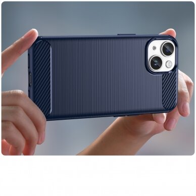 Dėklas Carbon Case flexible for iPhone 14 Plus Mėlynas 4 Dėklas Carbon Case flexible for iPhone 14 Plus Mėlynas 4