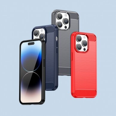 Dėklas Carbon Case flexible for iPhone 14 Pro Max Mėlynas 11 Dėklas Carbon Case flexible for iPhone 14 Pro Max Mėlynas 11