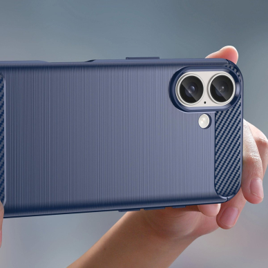 Silikoninis dėklas Carbon iPhone 16 Plus - Mėlynas 4 Silikoninis dėklas Carbon iPhone 16 Plus - Mėlynas 4
