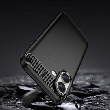 Silikoninis dėklas Carbon iPhone 16 Plus Silicone Case - Juodas 3