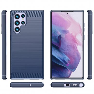 Dėklas Carbon Case Samsung Galaxy S23 Ultra mėlynas 1