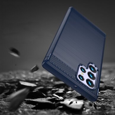 Dėklas Carbon Case Samsung Galaxy S23 Ultra mėlynas 5