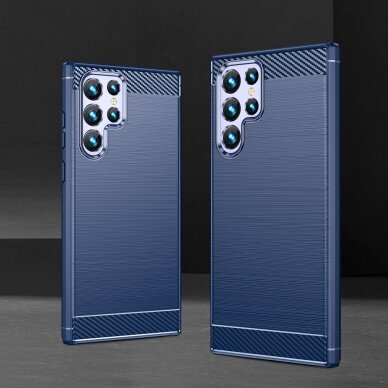 Dėklas Carbon Case Samsung Galaxy S23 Ultra mėlynas 6