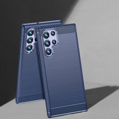 Dėklas Carbon Case Samsung Galaxy S23 Ultra mėlynas 7