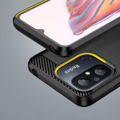 Akcija! Dėklas Carbon Flexible Xiaomi Redmi 11A / Poco C55 / Redmi 12C Juodas  1