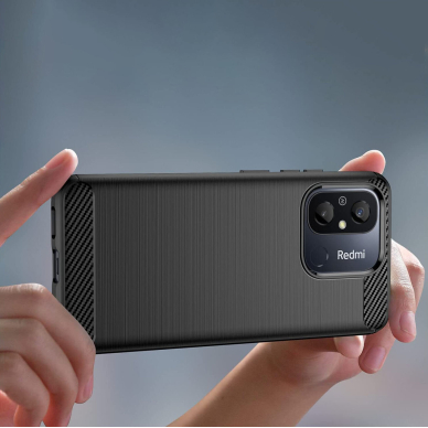 Akcija! Dėklas Carbon Flexible Xiaomi Redmi 11A / Poco C55 / Redmi 12C Juodas  3