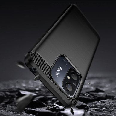 Akcija! Dėklas Carbon Flexible Xiaomi Redmi 11A / Poco C55 / Redmi 12C Juodas  4